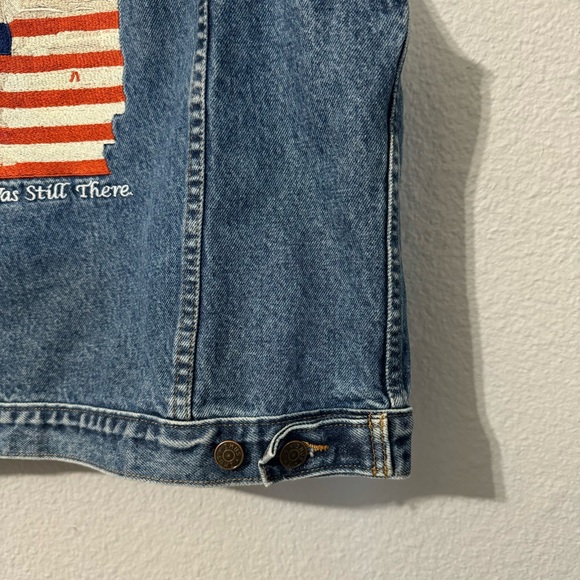 Imus Sleeveless Blue United States Flag Patched Button Down Denim Jacket Size XL - Picture 14 of 14